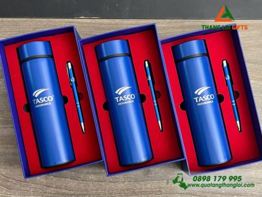 Bộ Quà Tặng (Bình+Bút) - In Khắc Logo Công Ty Bảo Hiểm Tasco 