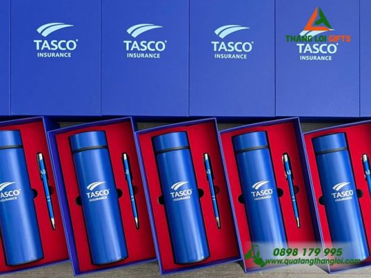 Bộ Quà Tặng (Bình+Bút) - In Khắc Logo Công Ty Bảo Hiểm Tasco 
