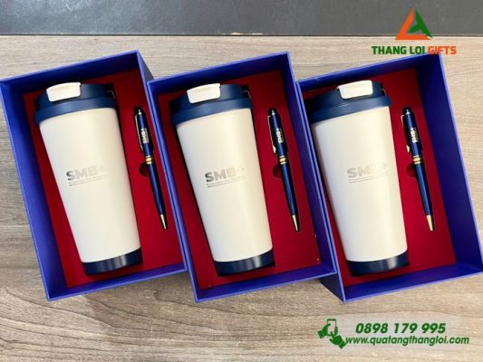 Combo Quà Tặng (Ly+Bút) - In Khắc Logo Doanh Nghiệp SMB+