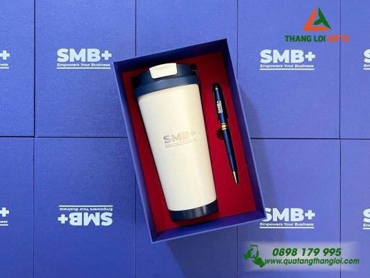 Combo Quà Tặng (Ly+Bút) - In Khắc Logo Doanh Nghiệp SMB+