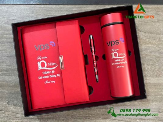 Bộ Quà Tặng (Sổ+Bình+Bút) - In Khắc Logo Doanh Nghiệp VPS