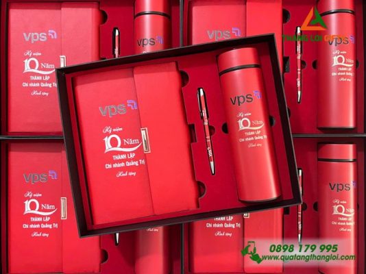 Bộ Quà Tặng (Sổ+Bình+Bút) - In Khắc Logo Doanh Nghiệp VPS