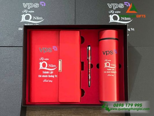 Bộ Quà Tặng (Sổ+Bình+Bút) - In Khắc Logo Doanh Nghiệp VPS