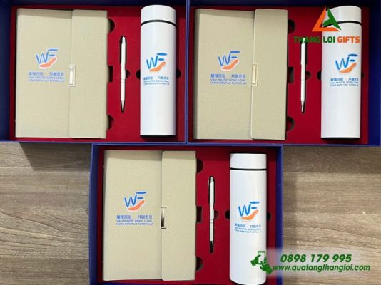 Set Quà Tặng (Sổ+Bình+Bút) - In Khắc Logo Doanh Nghiệp Vạn Phước