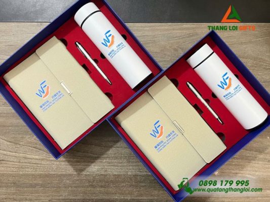Set Quà Tặng (Sổ+Bình+Bút) - In Khắc Logo Doanh Nghiệp Vạn Phước