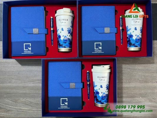 Set Quà Tặng (Sổ+Ly+Bút) - In Khắc Logo Doanh Nghiệp MOLAGO