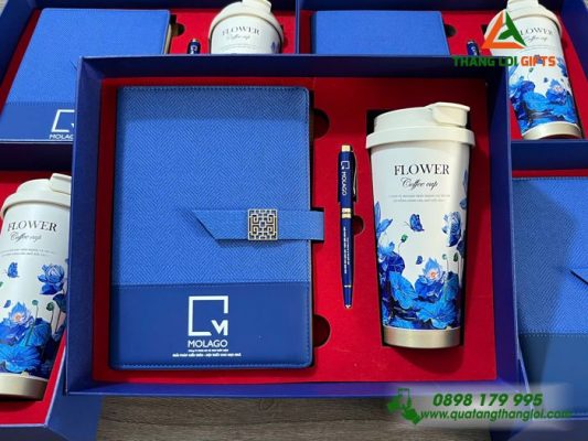 Set Quà Tặng (Sổ+Ly+Bút) - In Khắc Logo Doanh Nghiệp MOLAGO