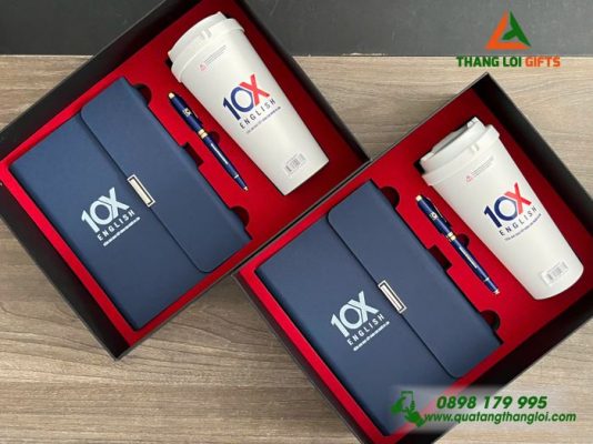 Giftset (Sổ+Ly Lock+Bút) - In Khắc Logo Trung Tâm Tiếng Anh 10X