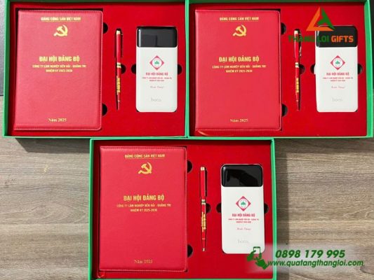 Giftset (Sổ+Pin Sạc+Bút) - In Khắc Logo Công Ty Lâm Nghiệp Bến Hải