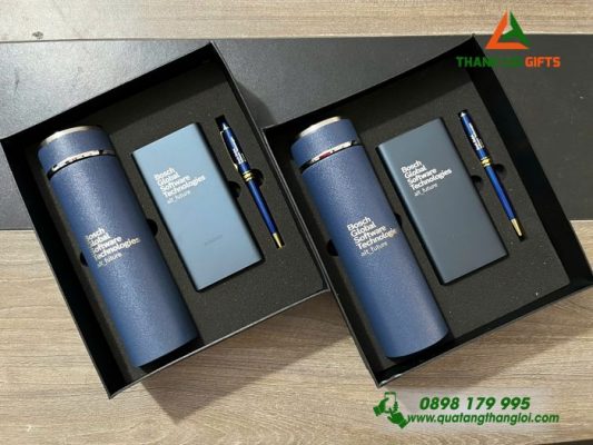 Set Quà Tặng (Bình+Pin Sạc+Bút) - In Khắc Tên Doanh Nghiệp