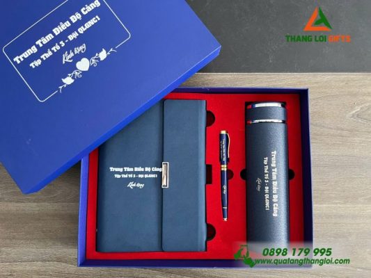 Set Quà Tặng (Sổ+Bình+Bút) - In Khắc Tên Trung Tâm Điều Độ Cảng