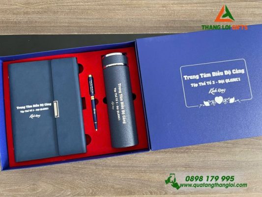 Set Quà Tặng (Sổ+Bình+Bút) - In Khắc Tên Trung Tâm Điều Độ Cảng