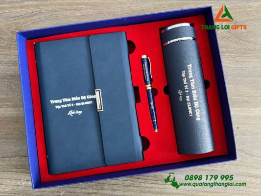 Set Quà Tặng (Sổ+Bình+Bút) - In Khắc Tên Trung Tâm Điều Độ Cảng