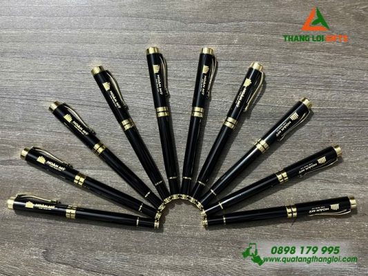 Bút Ký Kim Loại Nắp Màu Đen - Khắc Logo Doanh Nghiệp Hoàn Mỹ