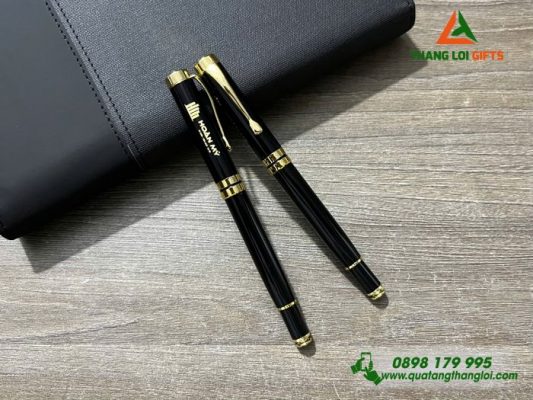Bút Ký Kim Loại Nắp Màu Đen - Khắc Logo Doanh Nghiệp Hoàn Mỹ