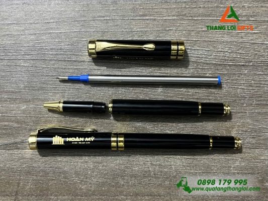 Bút Ký Kim Loại Nắp Màu Đen - Khắc Logo Doanh Nghiệp Hoàn Mỹ