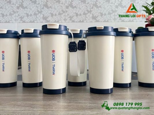 Ly Giữ Nhiệt Coffee 530ml Nắp Xanh - In Logo Ngân Hàng UOB