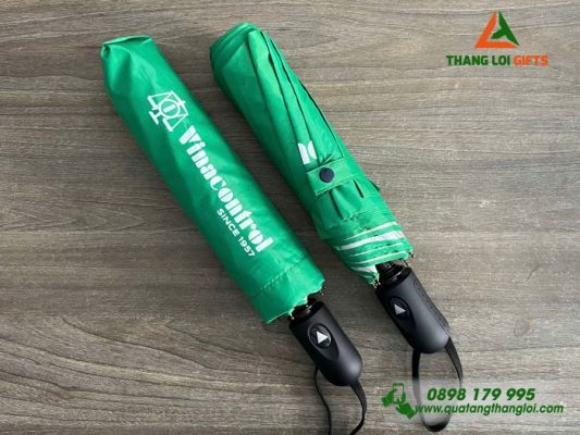 Ô Dù Cầm Tay Gập 3 Màu Xanh Lá – In Logo Doanh Nghiệp Vinacontrol
