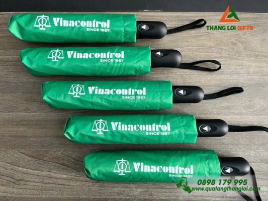 Ô Dù Cầm Tay Gập 3 Màu Xanh Lá – In Logo Doanh Nghiệp Vinacontrol