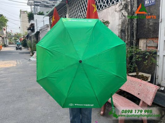 Ô Dù Cầm Tay Gập 3 Màu Xanh Lá – In Logo Doanh Nghiệp Vinacontrol