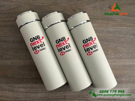 Bình Giữ Nhiệt 500ml Màu Trắng Kem - In Logo Ngân Hàng HSBC