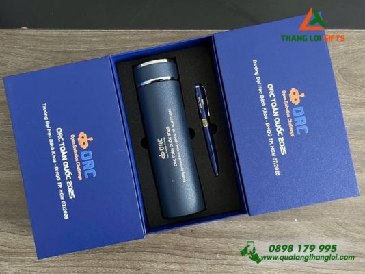 Bộ Quà Tặng (Bình+Bút) - In Khắc Logo ORC Trường Đại Học Bách Khoa