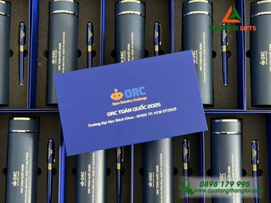Bộ Quà Tặng (Bình+Bút) - In Khắc Logo ORC Trường Đại Học Bách Khoa