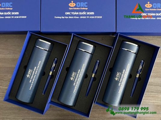 Bộ Quà Tặng (Bình+Bút) - In Khắc Logo ORC Trường Đại Học Bách Khoa