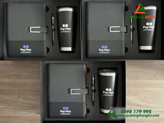 Set Quà Tặng (Sổ+Ly+Bút) - In Khắc Logo Kênh Truyền Hình Pop Max