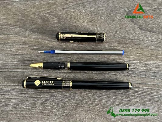 Bút Ký Kim Loại Nắp Màu Đen – Khắc Logo Lotte Wellfood