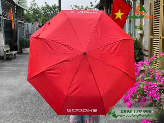 Dù Cầm Tay Gấp 3 Màu Đỏ - In Logo Doanh Nghiệp GOODWE
