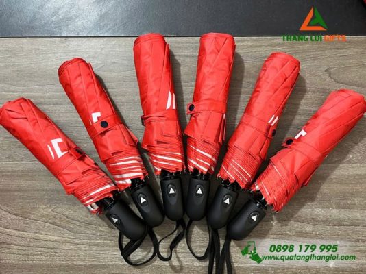 Dù Cầm Tay Gấp 3 Màu Đỏ - In Logo Doanh Nghiệp GOODWE