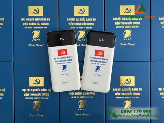 Pin Sạc Dự Phòng Hoco - In Logo Đại Hội Đảng Bộ Viễn Thông VNPT