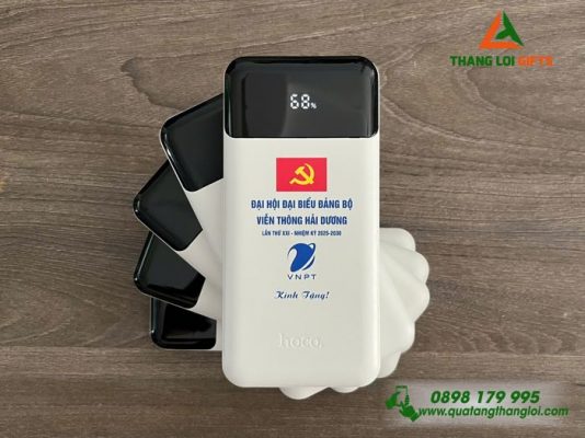 Pin Sạc Dự Phòng Hoco - In Logo Đại Hội Đảng Bộ Viễn Thông VNPT