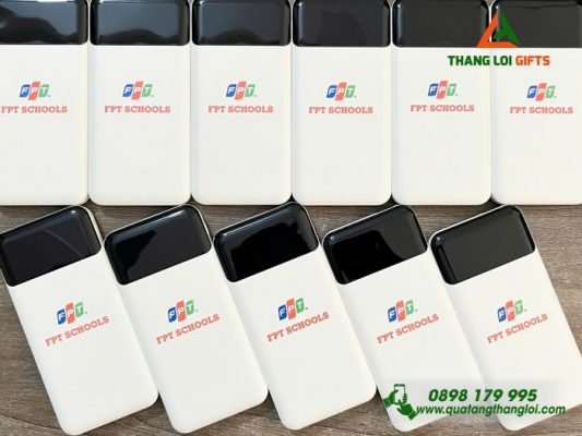Pin Sạc Dự Phòng Hoco 10.000mAh Màu Trắng - In Logo Trường FPT