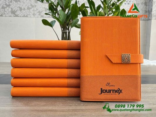 Sổ Da Bìa Còng Màu Cam - In Logo Doanh Nghiệp Journex