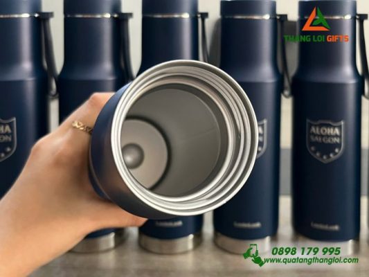 Bình Giữ Nhiêt Lock - Khắc Logo Trung Tâm Ngoại Ngữ ALOHA Sài Gòn