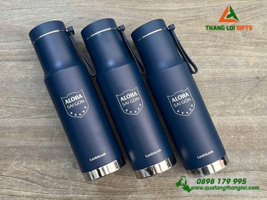 Bình Giữ Nhiêt Lock - Khắc Logo Trung Tâm Ngoại Ngữ ALOHA Sài Gòn