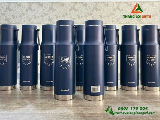 Bình Giữ Nhiêt Lock - Khắc Logo Trung Tâm Ngoại Ngữ ALOHA Sài Gòn