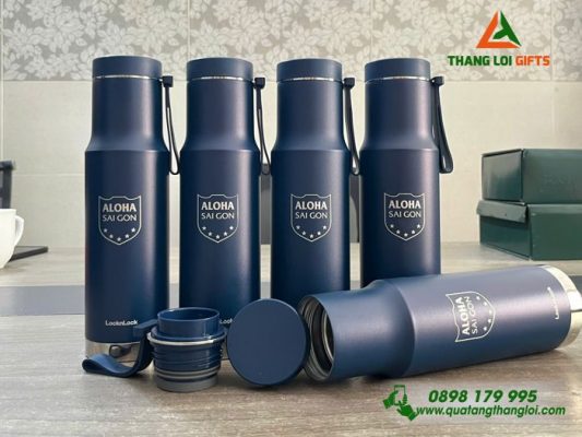 Bình Giữ Nhiêt Lock - Khắc Logo Trung Tâm Ngoại Ngữ ALOHA Sài Gòn