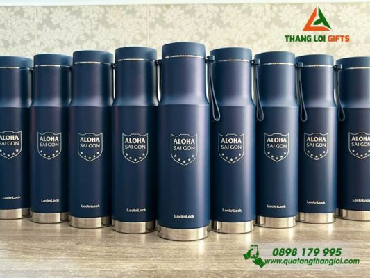 Bình Giữ Nhiêt Lock - Khắc Logo Trung Tâm Ngoại Ngữ ALOHA Sài Gòn