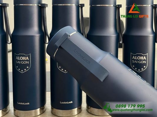 Bình Giữ Nhiêt Lock - Khắc Logo Trung Tâm Ngoại Ngữ ALOHA Sài Gòn
