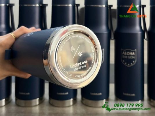 Bình Giữ Nhiêt Lock - Khắc Logo Trung Tâm Ngoại Ngữ ALOHA Sài Gòn
