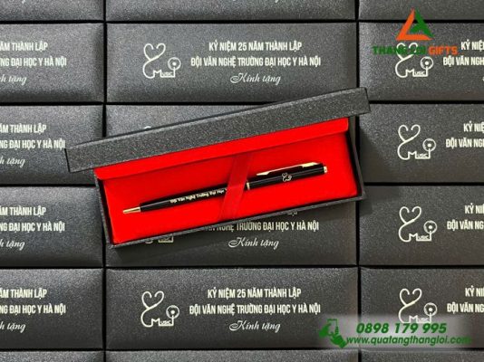 Bộ Bút Ký Kim Loại Xoay - Khắc Tên Trường Đại Học Y Hà Nội