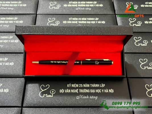 Bộ Bút Ký Kim Loại Xoay - Khắc Tên Trường Đại Học Y Hà Nội