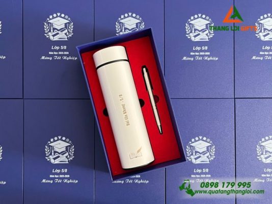 Combo Quà Tặng (Bình+Bút) - In Khắc Tên Mừng Ngày Tốt Nghiệp