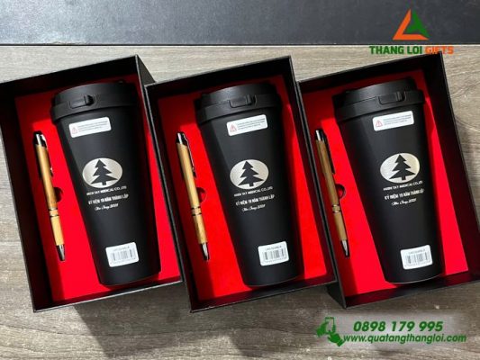 Combo Quà Tặng (Ly Lock+Bút) - In Khắc Logo MIEN TAY MEDICAL