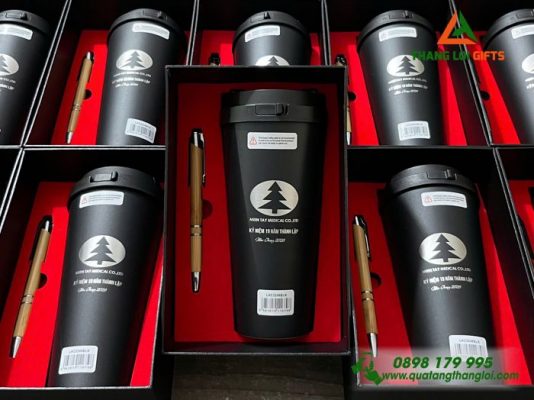 Combo Quà Tặng (Ly Lock+Bút) - In Khắc Logo MIEN TAY MEDICAL