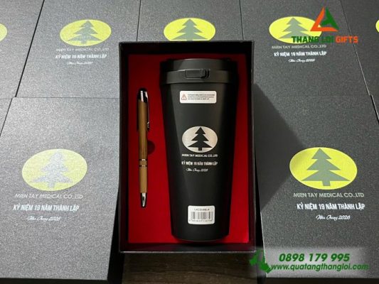 Combo Quà Tặng (Ly Lock+Bút) - In Khắc Logo MIEN TAY MEDICAL