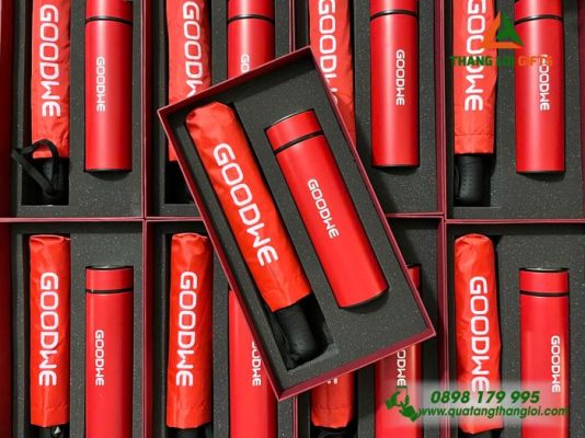 Bộ Quà Tặng (Dù+Bình) In Khắc Logo Doanh Nghiệp GOODWE